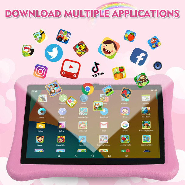 T80 Plus Kid Tablet 10.1 inch,  4GB+64GB, Android 12 Allwinner A133 Quad Core CPU Support Parental Control Google Play(Pink)