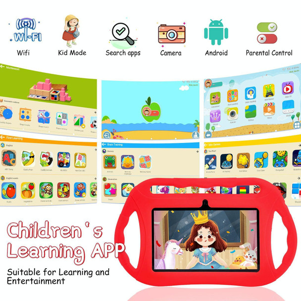 V88 Kid Tablet 7 inch,  2GB+32GB, Android 11 Allwinner A100 Quad Core CPU Support Parental Control Google Play(Red)