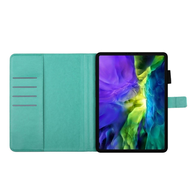 Embossed Plum Bossom Pattern Smart Leatherette Tablet Case - iPad Pro 11 inch 2020 / 2018(Green)