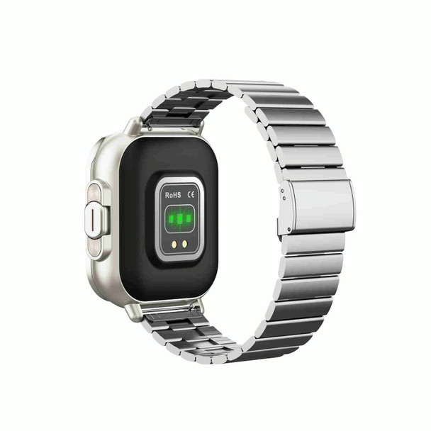 D8 2.01 inch 2 in 1 Bluetooth Earphone Steel Band Smart Watch, Support Health Monitoring / NFC(Silver)