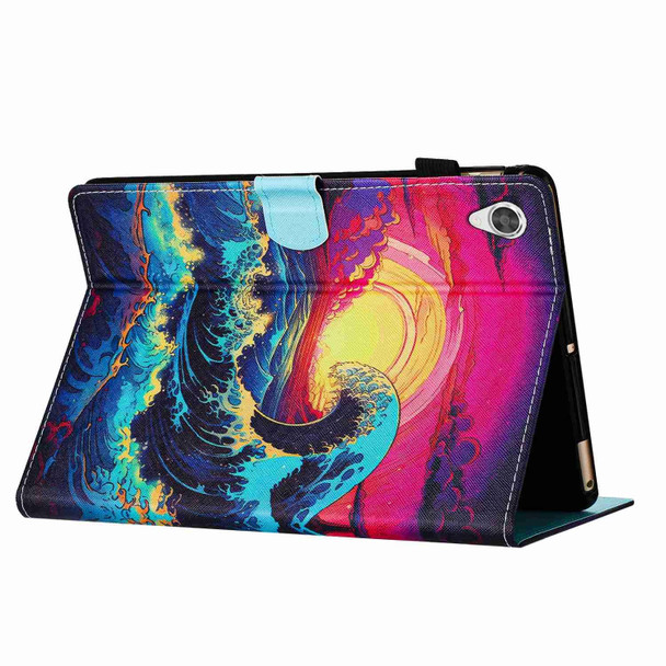 For Lenovo Tab M10 HD 2nd Gen Painted Pattern Stitching Smart Leatherette Tablet Case(Waves)