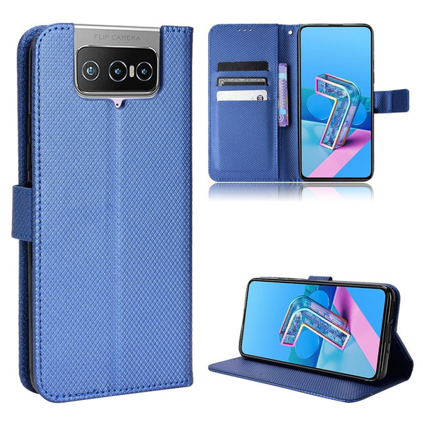 Asus Zenfone 7 ZS670KS / 7 Pro ZS671KS Diamond Texture Leatherette Phone Case(Blue)