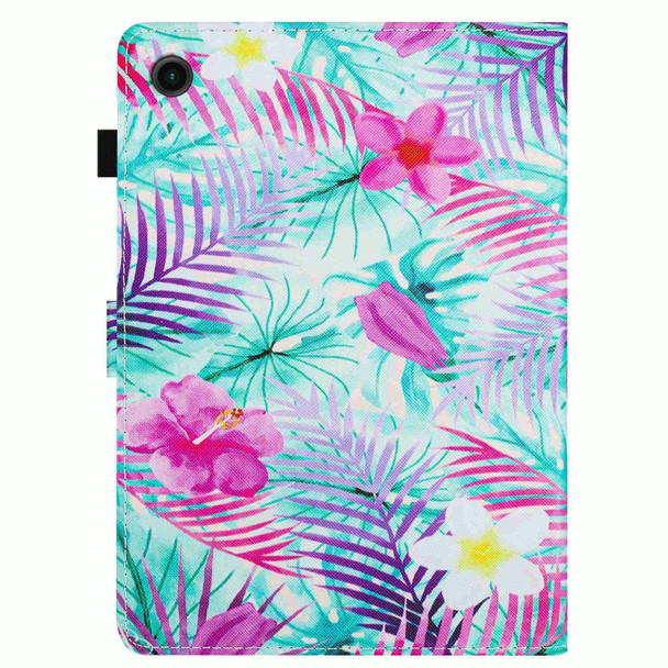 For Lenovo Tab M10 Plus 10.6 3rd Gen Painted Pattern Stitching Smart Leatherette Tablet Case(Bougainvillea)