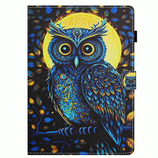 For Lenovo Tab M10 3rd Gen Painted Pattern Stitching Smart Leatherette Tablet Case(Moonlight Eagle)