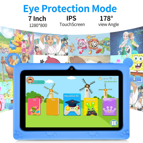 A133 7 inch Kid Tablet with Silicone Case,  2GB+32GB, Android 11 Allwinner A133 Quad Core CPU Support Parental Control Google Play(Blue)