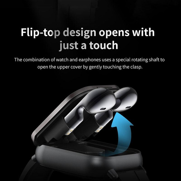 D8 2.01 inch 2 in 1 Bluetooth Earphone Silicone Band Smart Watch, Support Health Monitoring / NFC(Black)