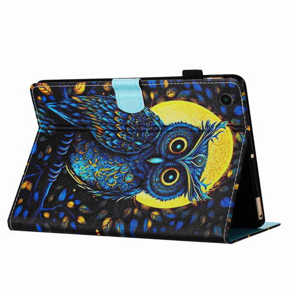 For Lenovo Tab M10 Plus 10.6 3rd Gen Painted Pattern Stitching Smart Leatherette Tablet Case(Moonlight Eagle)