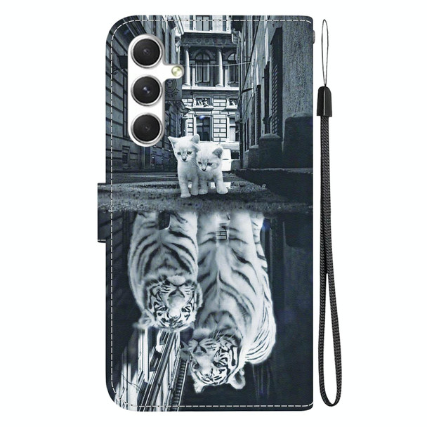 For Samsung Galaxy S24 5G Crystal Texture Colored Drawing Leatherette Phone Case(Cat Tiger Reflection)