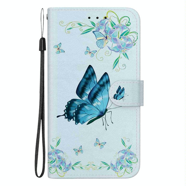 For Samsung Galaxy S24 Ultra 5G Crystal Texture Colored Drawing Leatherette Phone Case(Blue Pansies)