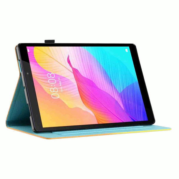 For Lenovo Tab M10 Plus 10.6 3rd Gen Marble Pattern Stitching Smart Leatherette Tablet Case(Gold Blue)