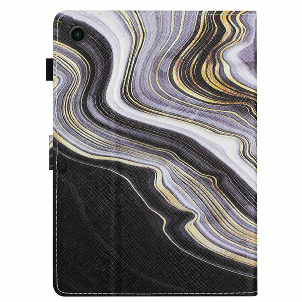 For Lenovo Tab M10 3rd Gen Marble Pattern Stitching Smart Leatherette Tablet Case(Black Gold)