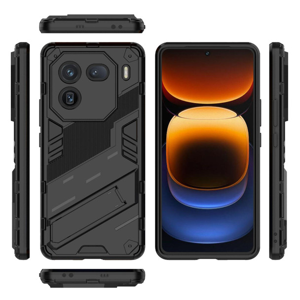 For vivo iQOO 12 5G Punk Armor 2 in 1 PC + TPU Phone Case with Holder(Black)