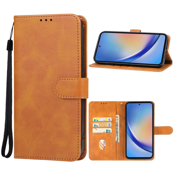 For Samsung Galaxy A35 Leatherette Phone Case(Brown)