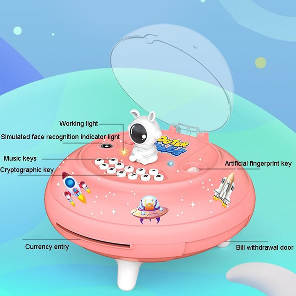 19.6 x 13.7 x 19.6cm UFO Flying Saucer Money Bank Toys Childrens Astronaut Intelligent Simulation Savings Jar(Pink Female Aircraft)