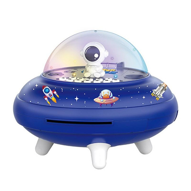 19.6 x 13.7 x 19.6cm UFO Flying Saucer Money Bank Toys Childrens Astronaut Intelligent Simulation Savings Jar(Blue Male Astronaut)