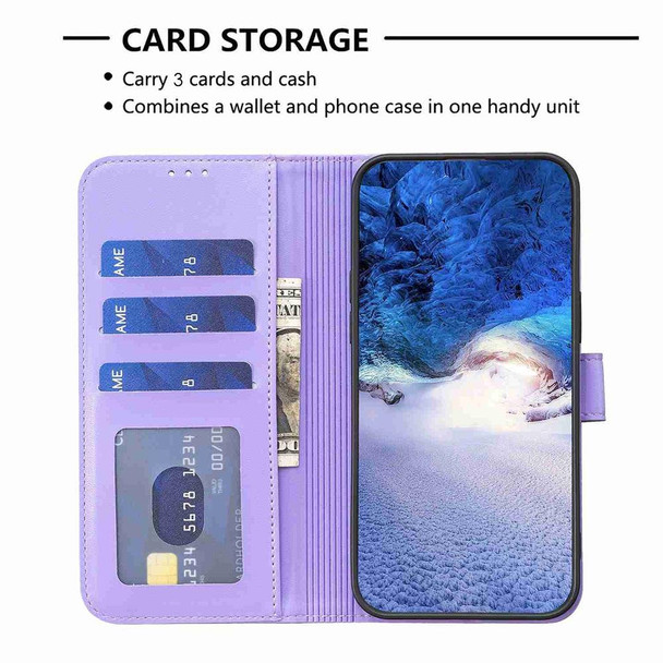 For Realme C35 Four-leaf Embossed Leatherette Phone Case(Purple)