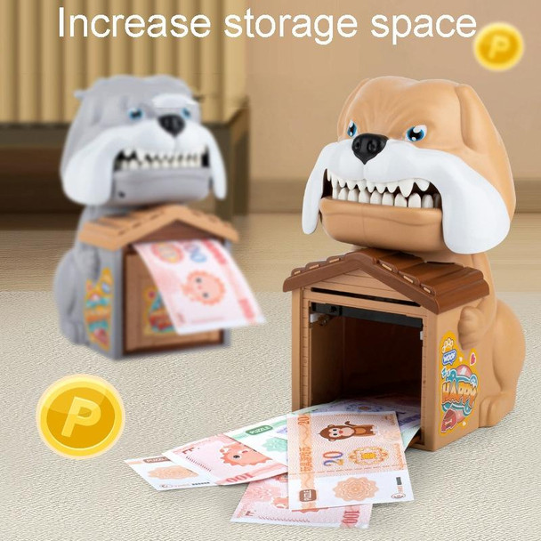 15 x 16 x 23cm Childrens Cute Puppy Coin Saving Bank Automatic Rolling Money Jar Deposit Machine Gift(Khaki)