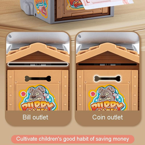 15 x 16 x 23cm Childrens Cute Puppy Coin Saving Bank Automatic Rolling Money Jar Deposit Machine Gift(Khaki)