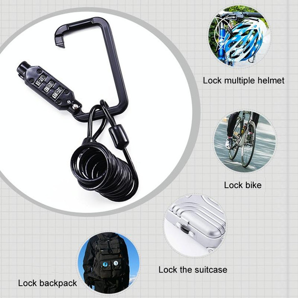 Universal Safety Code Wire Rope Helmet Lock for Motorcycles Bicycles, Specification: Black+Storage Bag