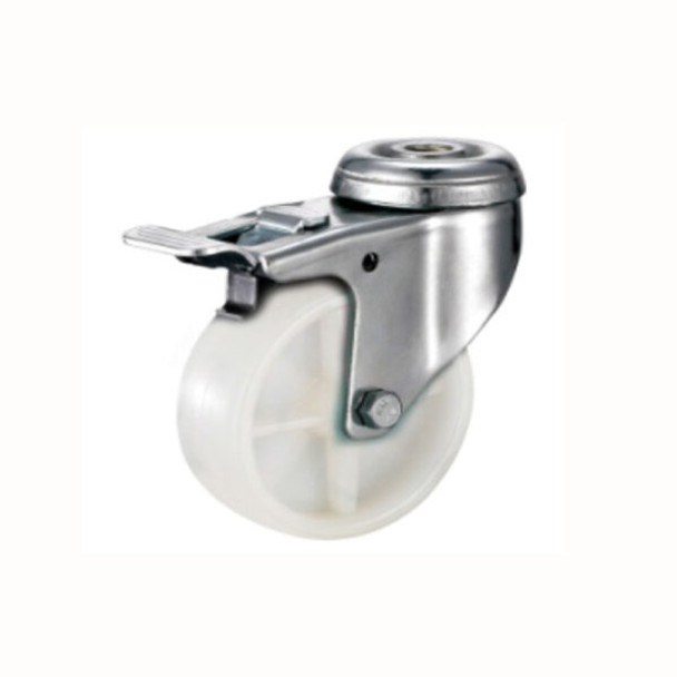 Polypropylene Castor  75mm– Bolt Hole Swivel with Brake