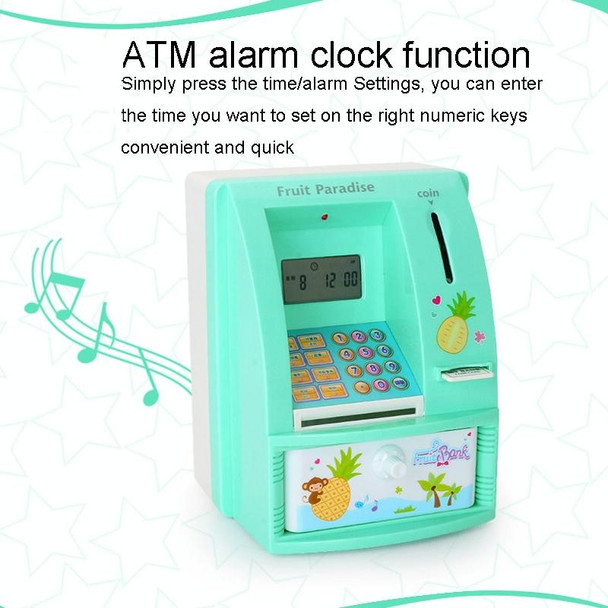 13 x 12 x 17cm Automatic Teller Machine Coin Saving Jar Childrens Mini Safe Deposit Box(Green)