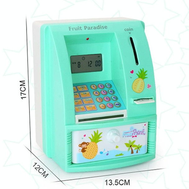 13 x 12 x 17cm Automatic Teller Machine Coin Saving Jar Childrens Mini Safe Deposit Box(Green)