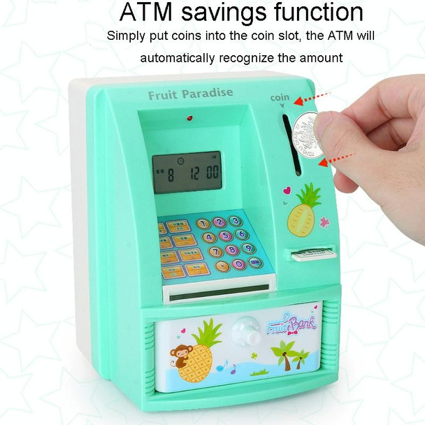 13 x 12 x 17cm Automatic Teller Machine Coin Saving Jar Childrens Mini Safe Deposit Box(Green)