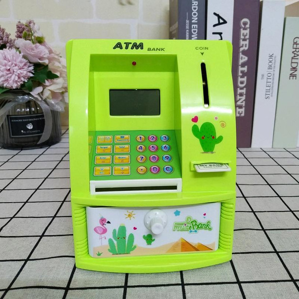 13 x 12 x 17cm Automatic Teller Machine Coin Saving Jar Childrens Mini Safe Deposit Box(Green)