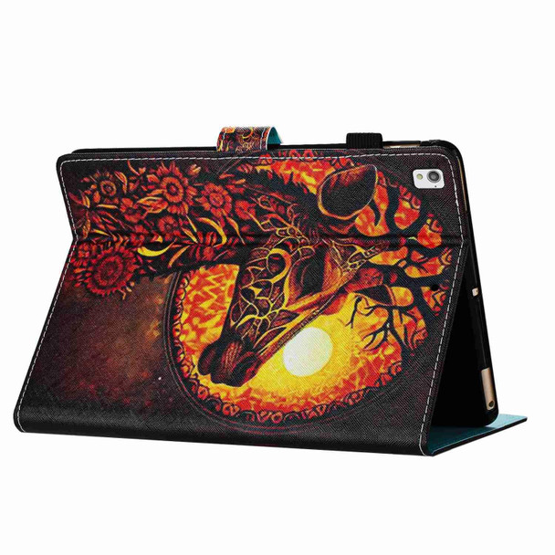 For iPad 10.2 2020 / 2019 Painted Pattern Stitching Smart Leatherette Tablet Case(Flower Deer)