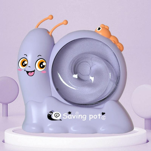 17 x 8 x 15.5cm Childrens Snail Rotating Coin Bank Cartoon Savings Jar Toys With Lights And Music(Purple)