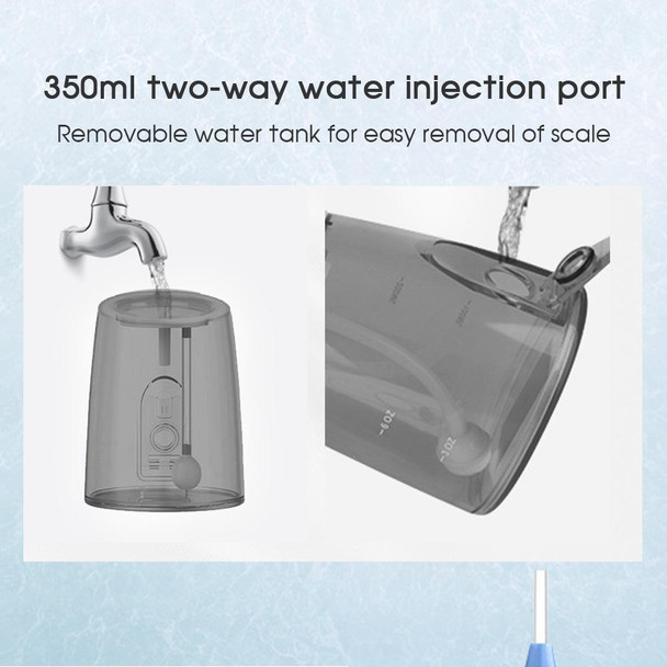 350ML Water Tank Oral Irrigator Rechargeable 5 Gear Adustable Water Flosser, Spec: With Bracket White