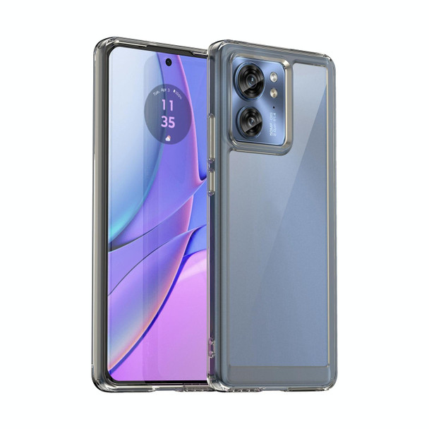 For Motorola Edge 2023 Global Colorful Series Acrylic Hybrid TPU Phone Case(Transparent Grey)