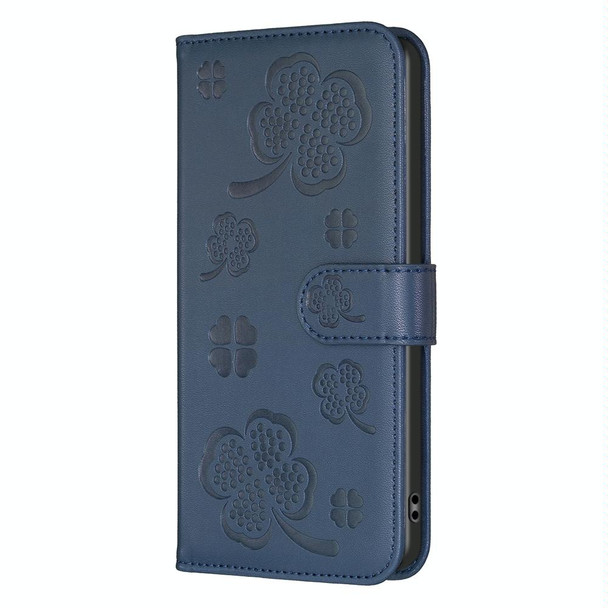 For vivo Y02s Four-leaf Embossed Leather Phone Case(Blue)