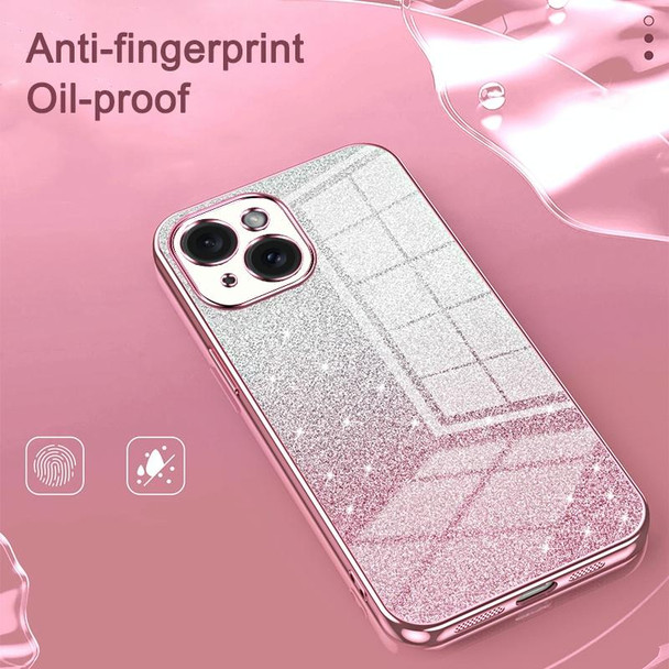 For iPhone 13 Pro Gradient Glitter Powder Electroplated Phone Case(Transparent)