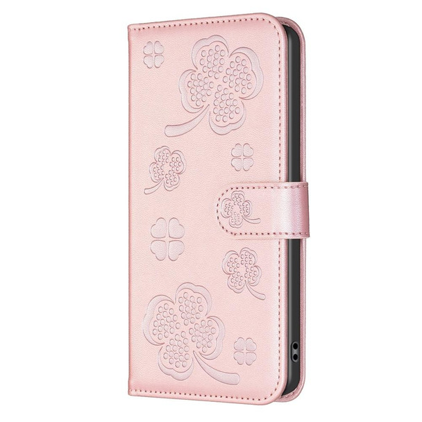 For vivo Y27 4G Four-leaf Embossed Leather Phone Case(Pink)