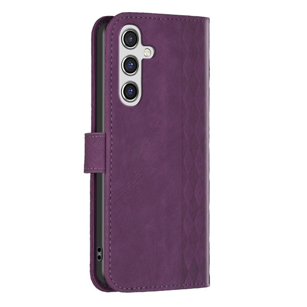 For Samsung Galaxy A35 Plaid Embossed Leatherette Phone Case(Purple)