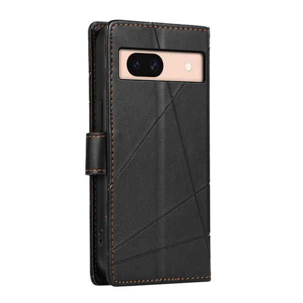 For Google Pixel 8a PU Genuine Leatherette Texture Embossed Line Phone Case(Black)