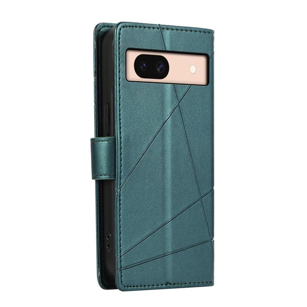 For Google Pixel 8a PU Genuine Leatherette Texture Embossed Line Phone Case(Green)