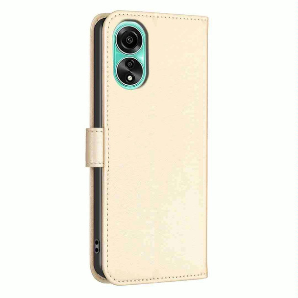 For OPPO A78 4G Four-leaf Embossed Leatherette Phone Case(Gold)