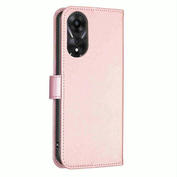 For OPPO A78 5G Four-leaf Embossed Leatherette Phone Case(Pink)
