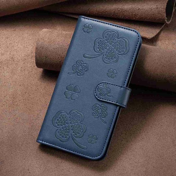 For OPPO A16 / A16s / A54s Four-leaf Embossed Leatherette Phone Case(Blue)