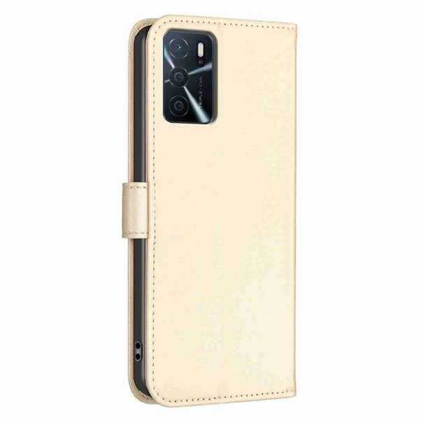 For OPPO A16 / A16s / A54s Four-leaf Embossed Leatherette Phone Case(Gold)