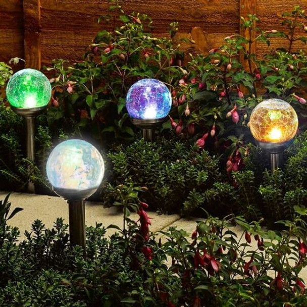 6 Piece Solar-Powered Cracked Glass Garden Lamps - Multicolour