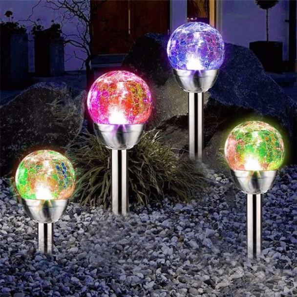 6 Piece Solar-Powered Cracked Glass Garden Lamps - Multicolour