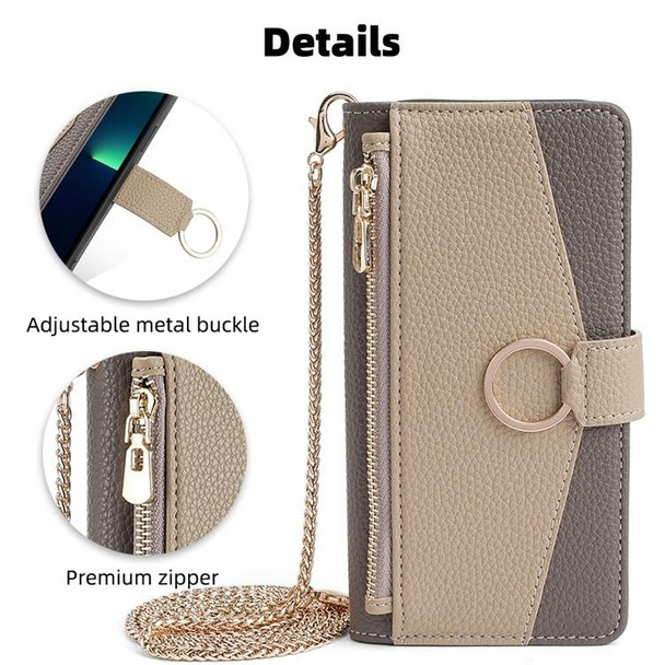 For OnePlus 9R Crossbody Litchi Texture Leatherette Phone Case(Grey)