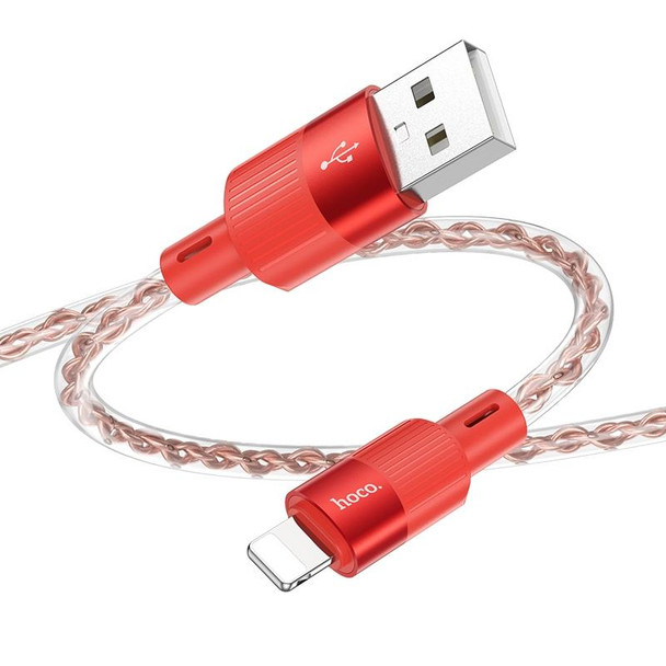 hoco X99 Crystal Junction 2.4A USB to 8 Pin Silicone Charging Data Cable, Length:1m(Red)
