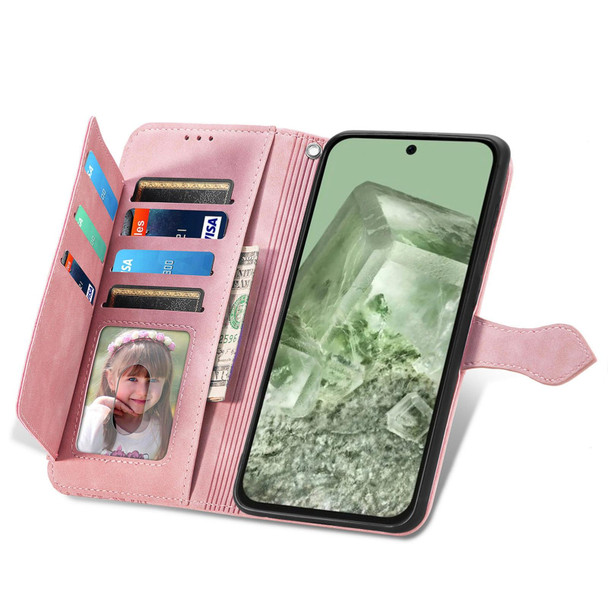 For Google Pixel 6 Pro Embossed Flower Zipper Leatherette Phone Case(Pink)