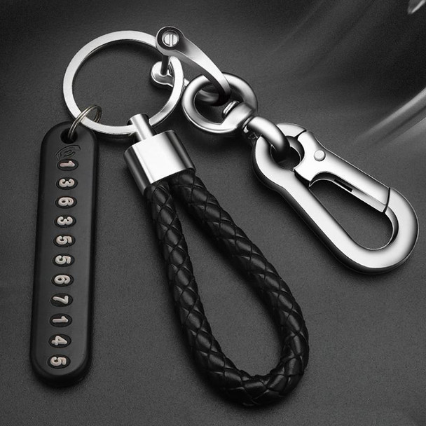 Car Key Anti Lost Woven Lanyard Pendant Keychain Cell Phone Number Plate(8 Horseshoe Buckle+Hand Strap+Number Card)