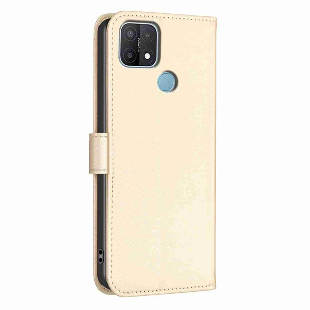 For OPPO A15 Four-leaf Embossed Leatherette Phone Case(Gold)