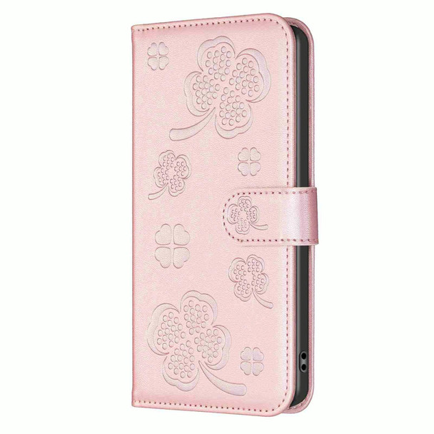 For Samsung Galaxy A05s Four-leaf Embossed Leatherette Phone Case(Pink)